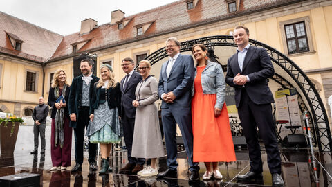 Der 63. Hessentag hat begonnen: Ministerpräsident Boris Rhein und Fuldas Oberbürgermeister Dr. Heiko Wingenfeld bei der Eröffnung.